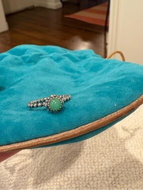 Size 7 Pandora Silver Beaded Birthstone Ring